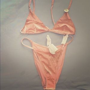 Pink velvet bikini